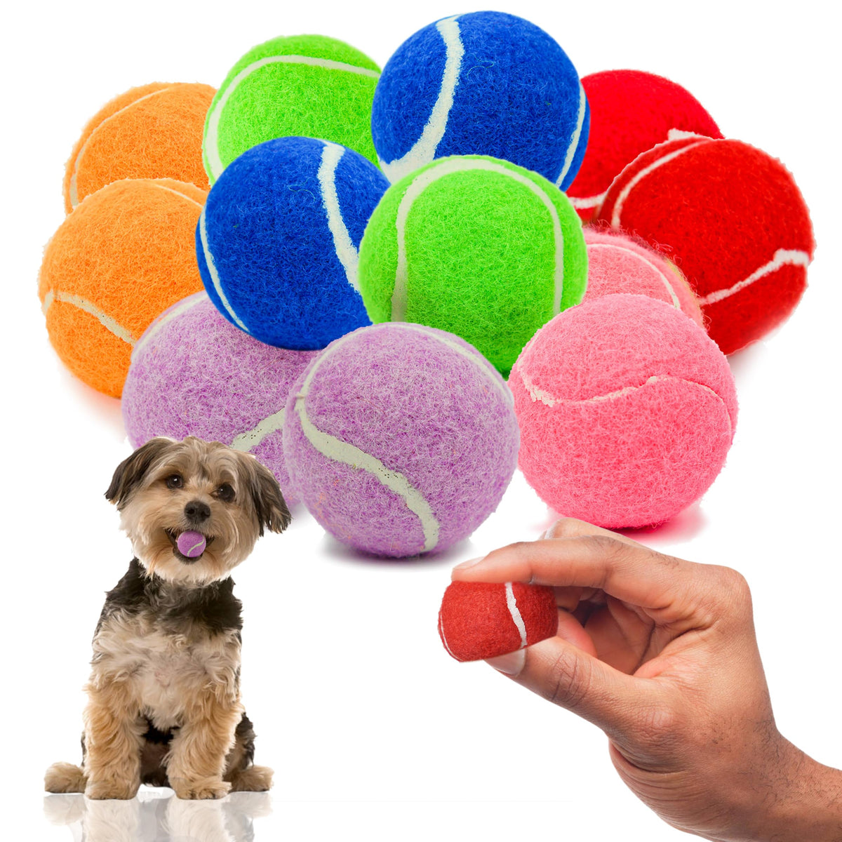 Bola Petite Paws colorida de tenis de 1,5 pulgadas, ideal para perros pequeños.