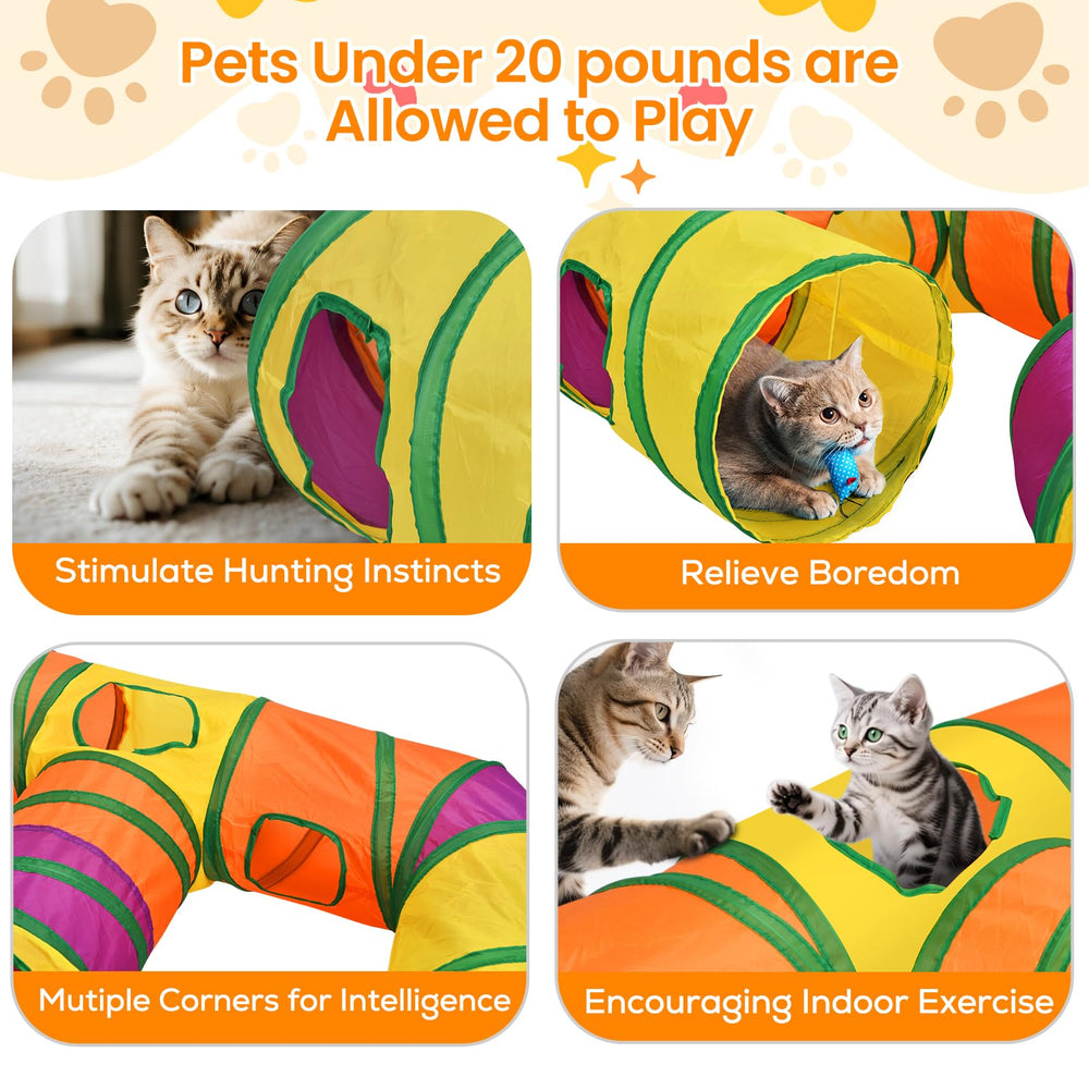 Petizer túnel gato con bolas interactivas para juego activo en casa.