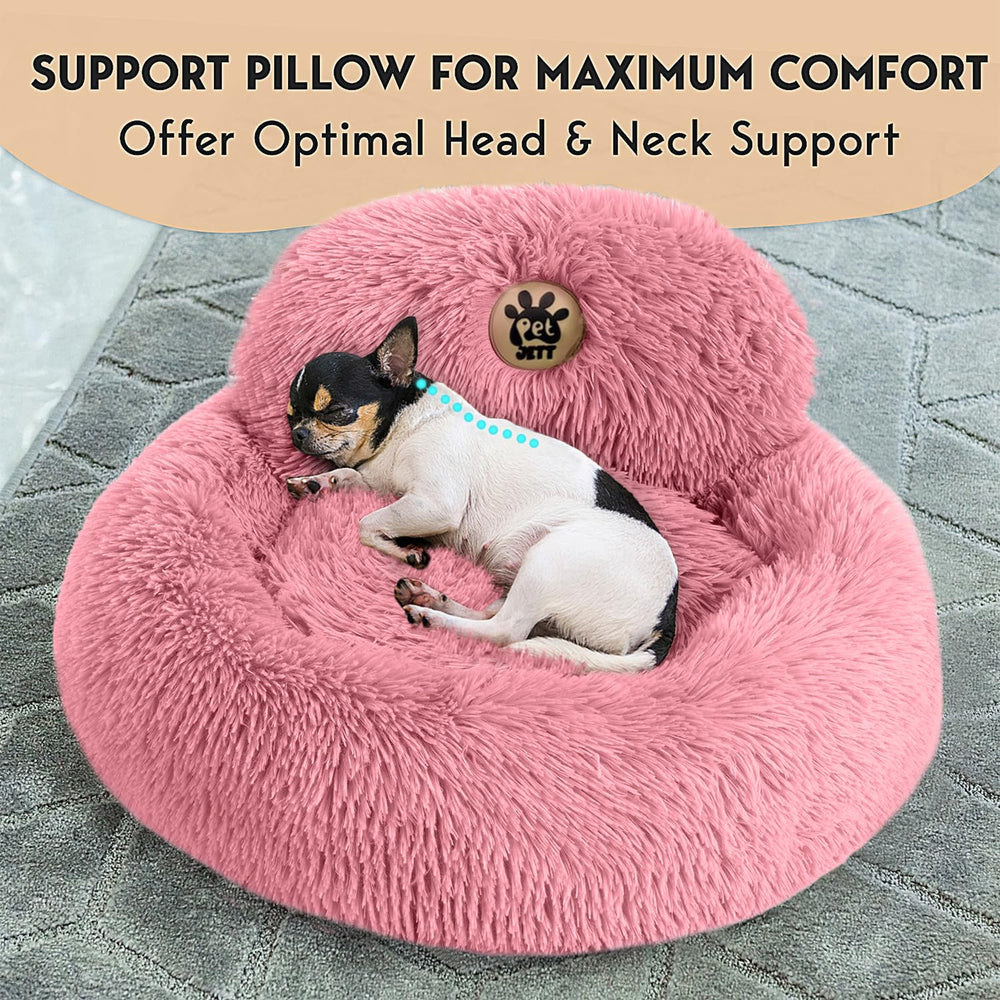PetJett Cama Perro Donut Peluche Detalle: abrazo envolvente para descanso.