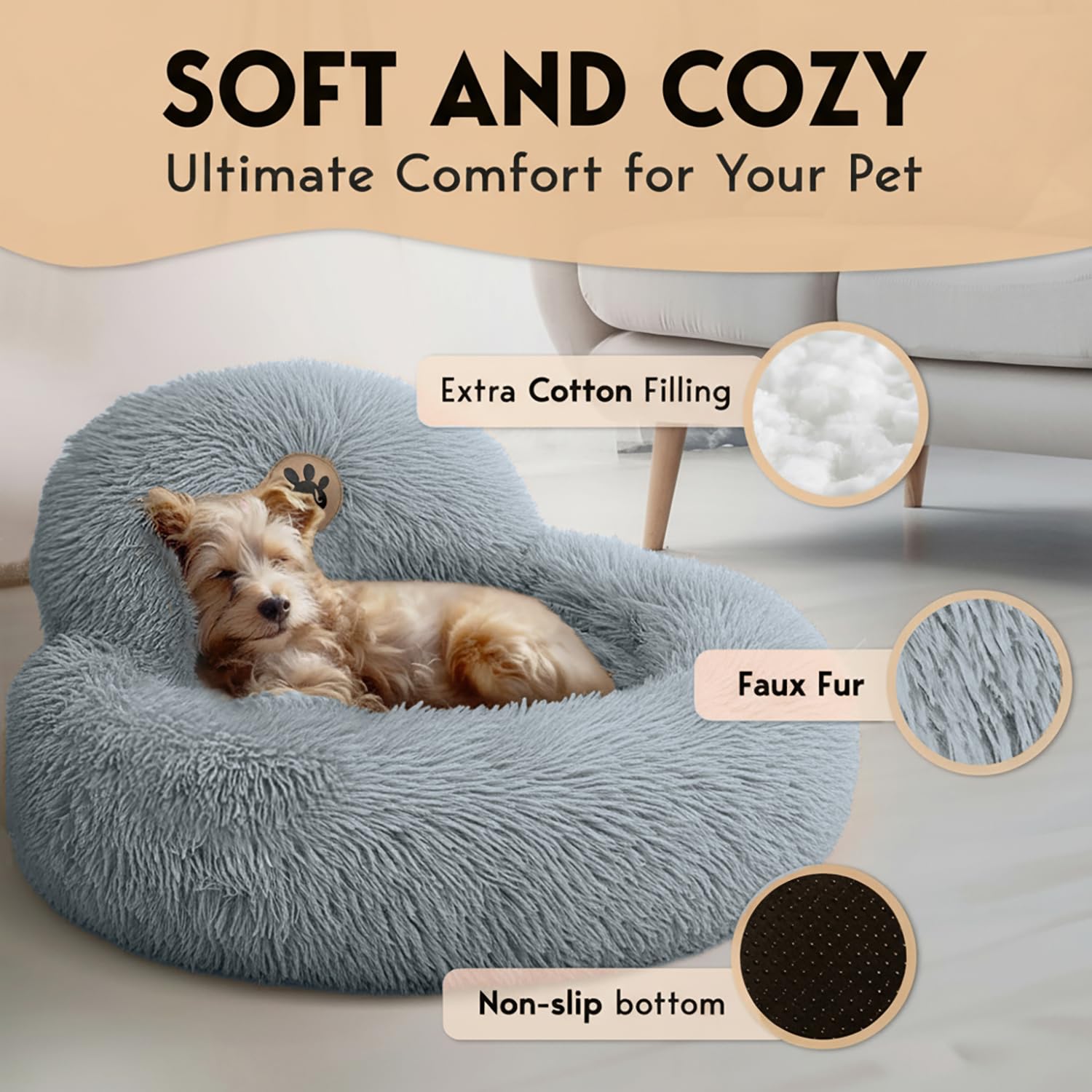 PetJett cama con aro alzado de 8 pulgadas, soporte para cuello relajante.