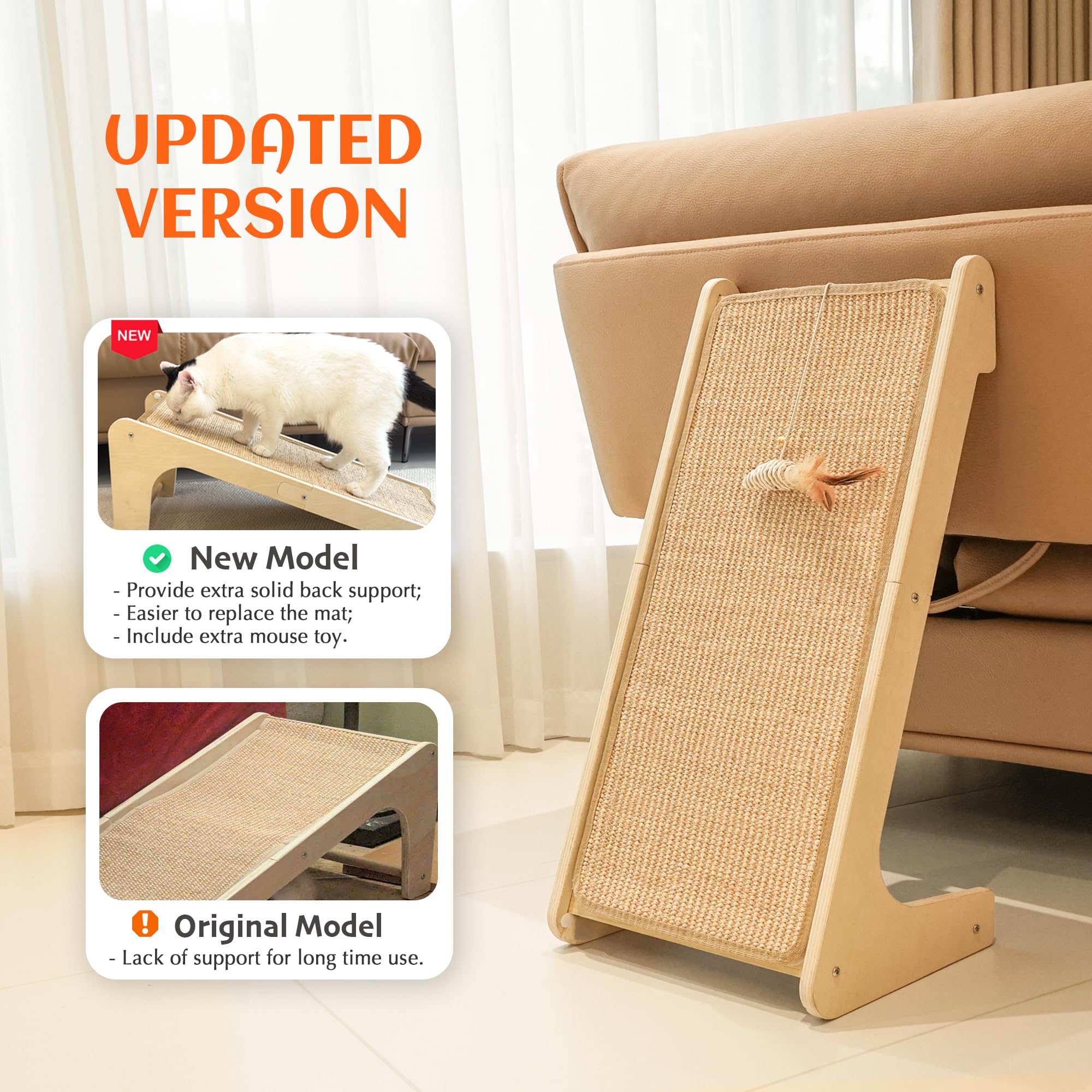 PETKARAY rascador gato en pared con velcro protege muebles