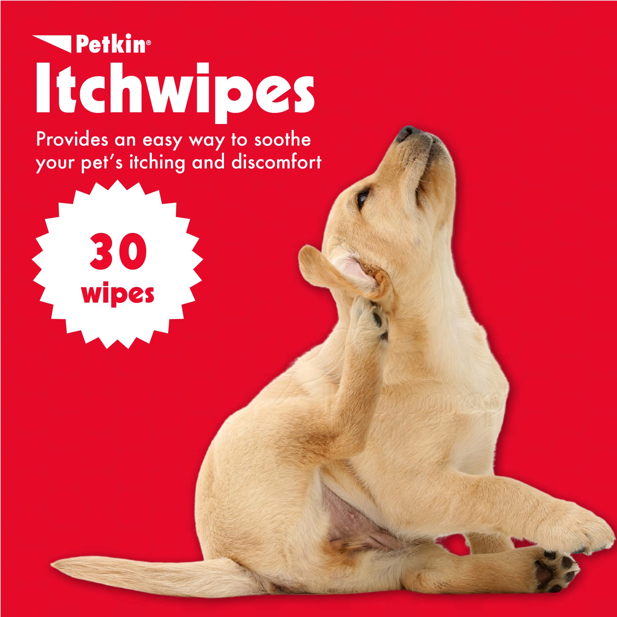 Petkin Anti Itch Wipes con tapa abierta para uso rápido en casa