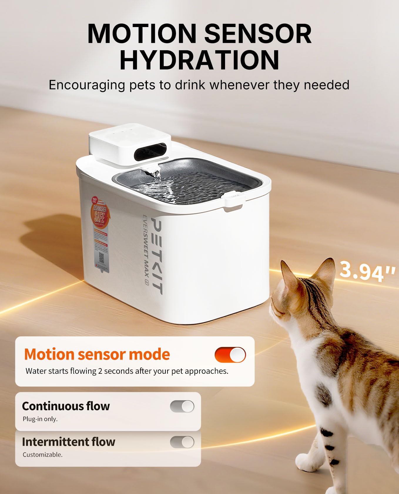 Bandeja de acero inoxidable PETKIT, limpieza fácil y contacto higiénico.