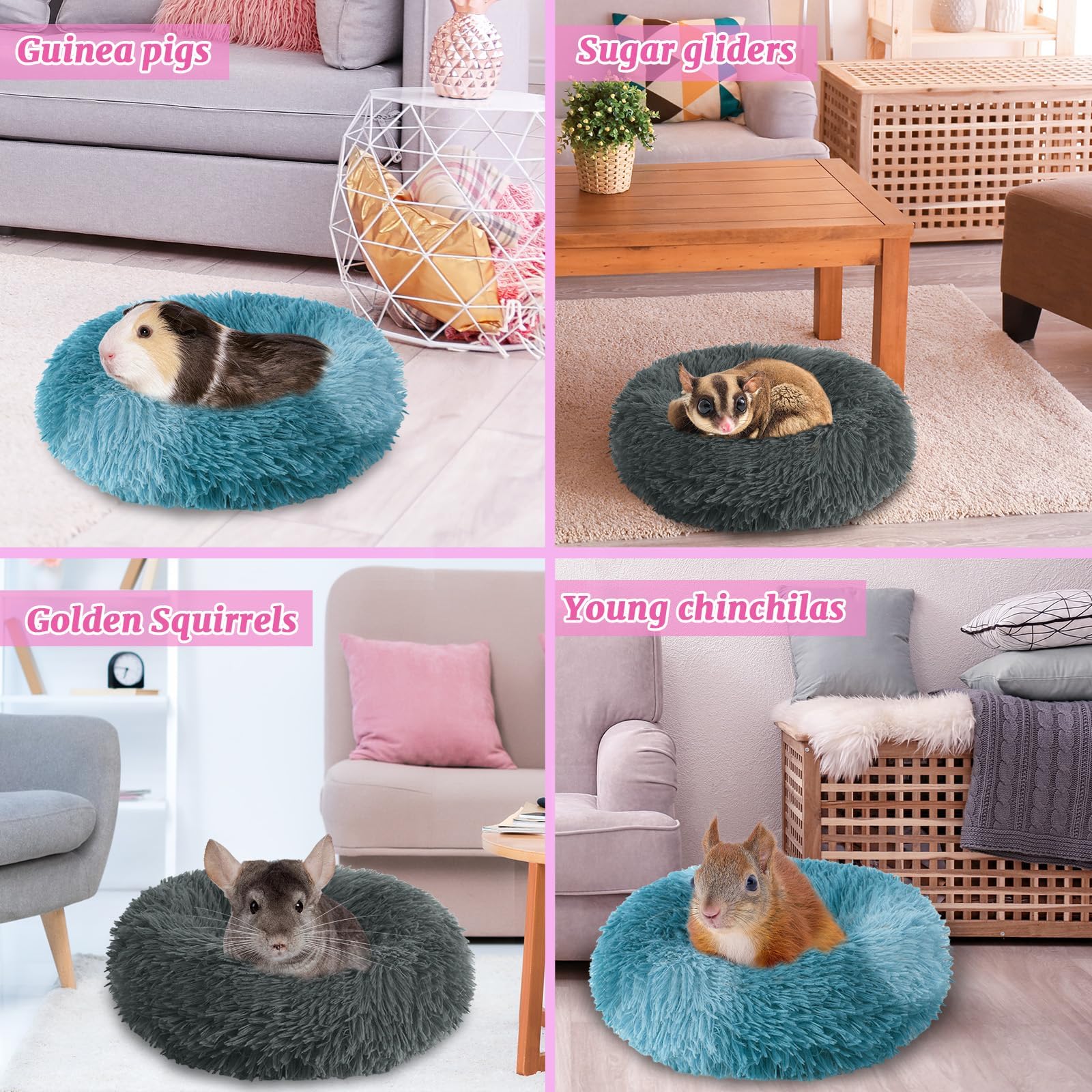 PETKNOWS cama hámster, diseño integrado evita accesorios sueltos.