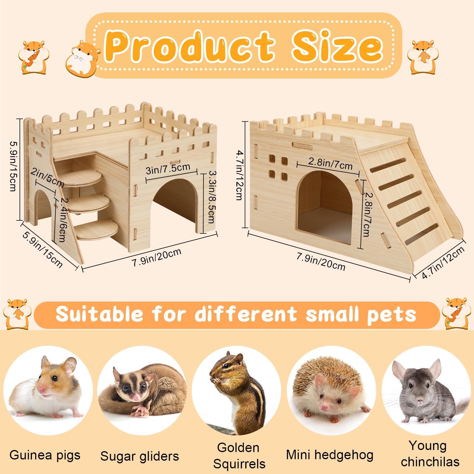 PETKNOWS refugio oculto en madera para hámster, espacio cómodo para esconderse.