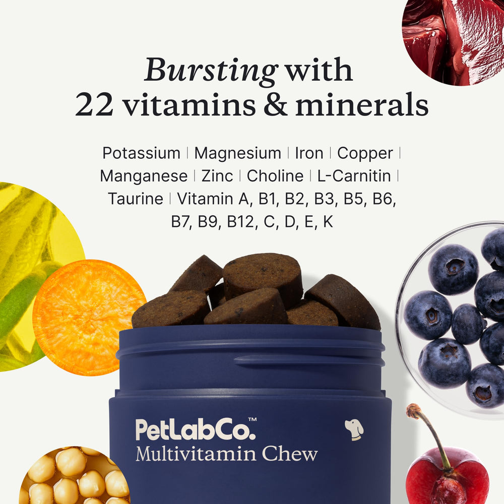 Ingredientes clave y vitaminas para piel y pelaje en PetLab Co