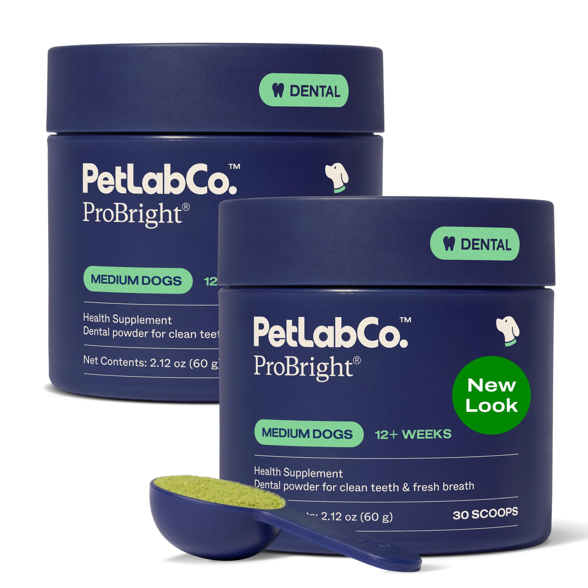PetLab Co. ProBright, polvo dental para perros de tamaño mediano.