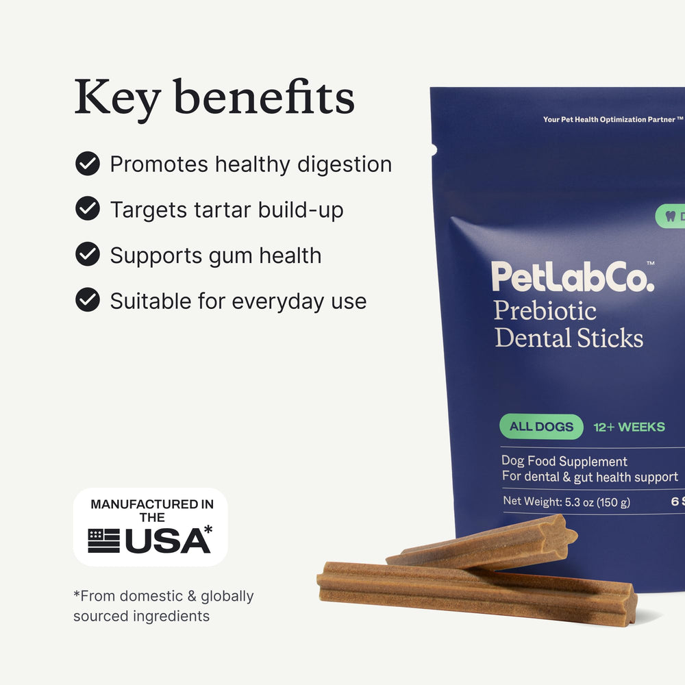 PetLab Co. Palitos dentales: apoyo digestivo con inulina para digestión suave.