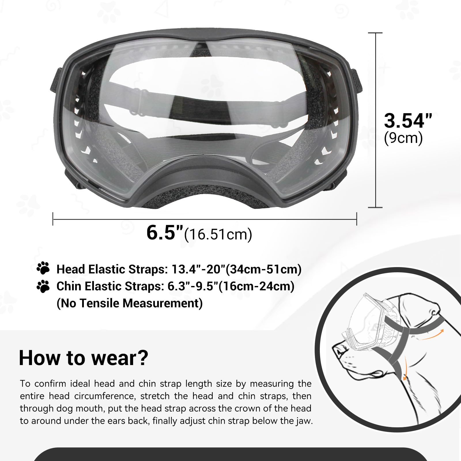 PETLESO gafas perro grande correa ajustable para mayor seguridad.