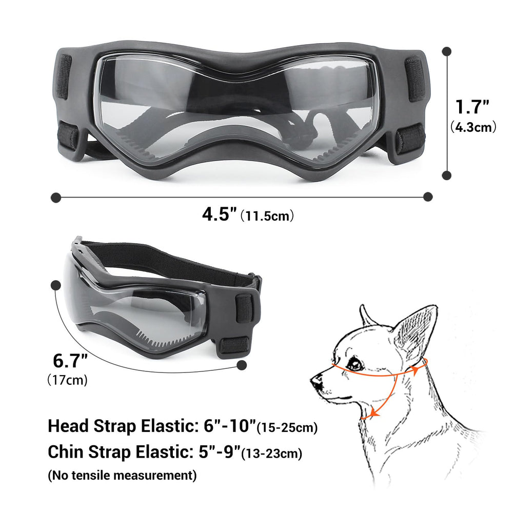 PETLESO gafas para perro tamaño pequeño, correa ajustable, ajuste cómodo para caminatas largas.