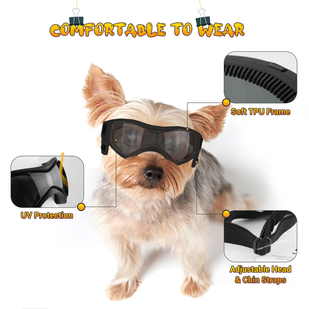 Lunettes PETLESO pour chien, cadre doux avec ventilation, confort en plein air.