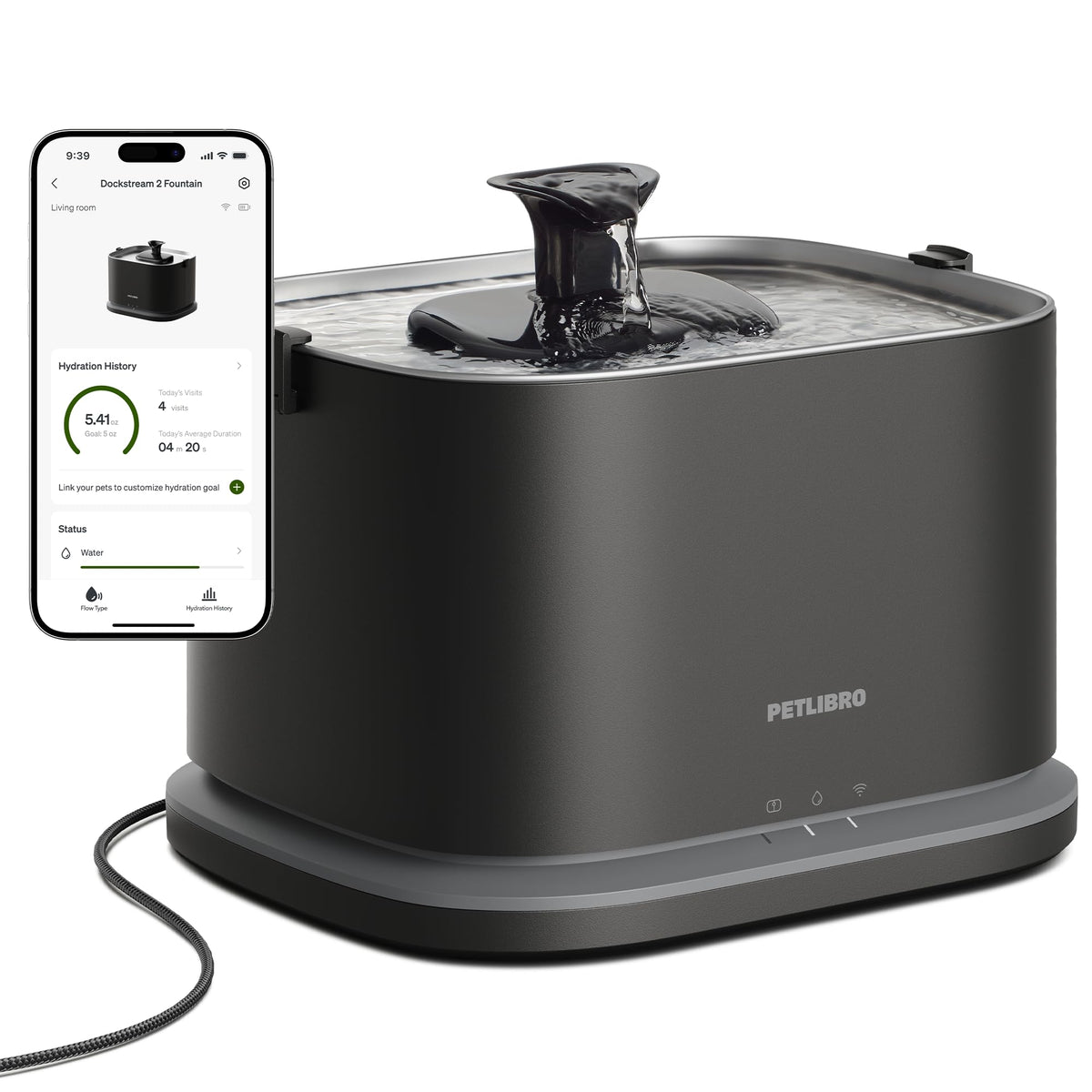 PETLIBRO Dockstream 2: fuente para gatos en acero inoxidable, higiene mejorada.