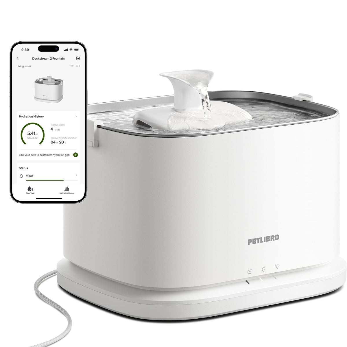 PETLIBRO Dockstream 2: plato de agua en acero inoxidable para hidratación higiénica