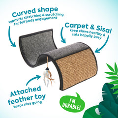 Petlinks Dream Curl superficie dual rasca gatos que aman estirarse y jugar.