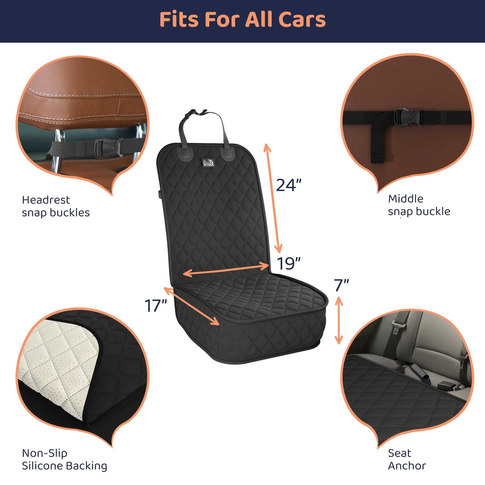 Petloox protector impermeable para asiento delantero mantiene el habitáculo limpio y seco.