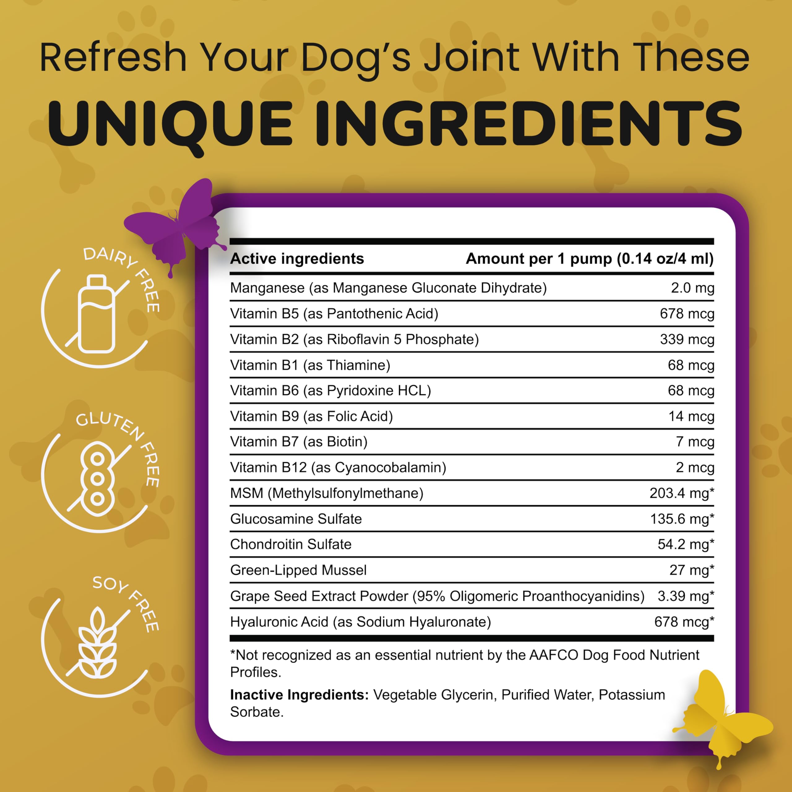 PetMade ingredientes clave glucosamina condroitina – apoyo a la salud articular.