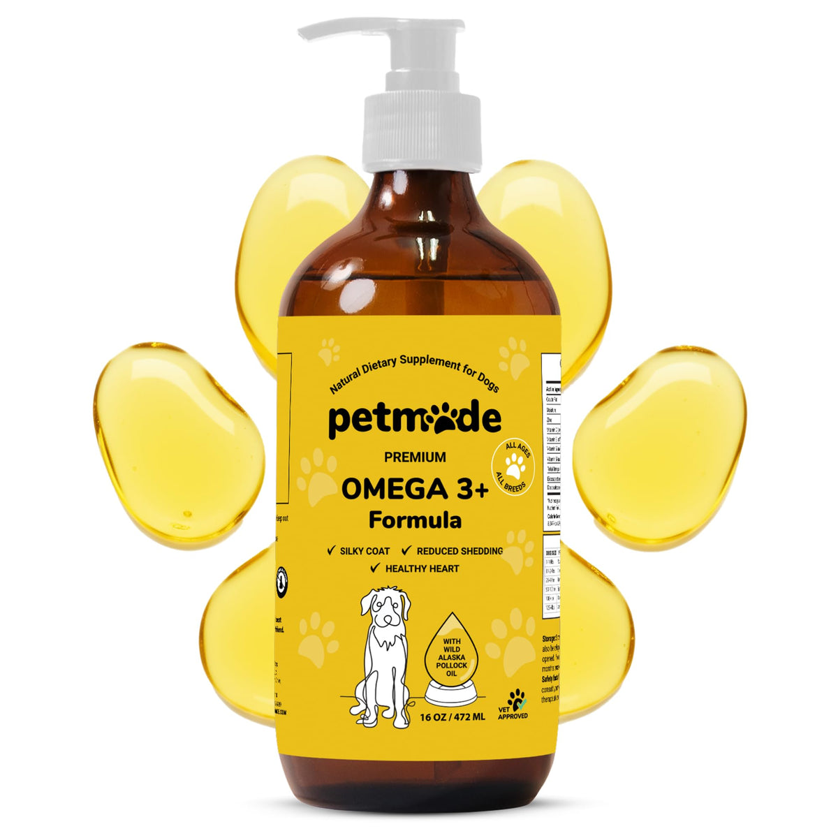 PETMADE Omega-3 aceite de merluza de Alaska en botella para perros