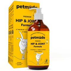 PetMade suplemento articulaciones para perro – botella mostrando dosis para movilidad diaria.