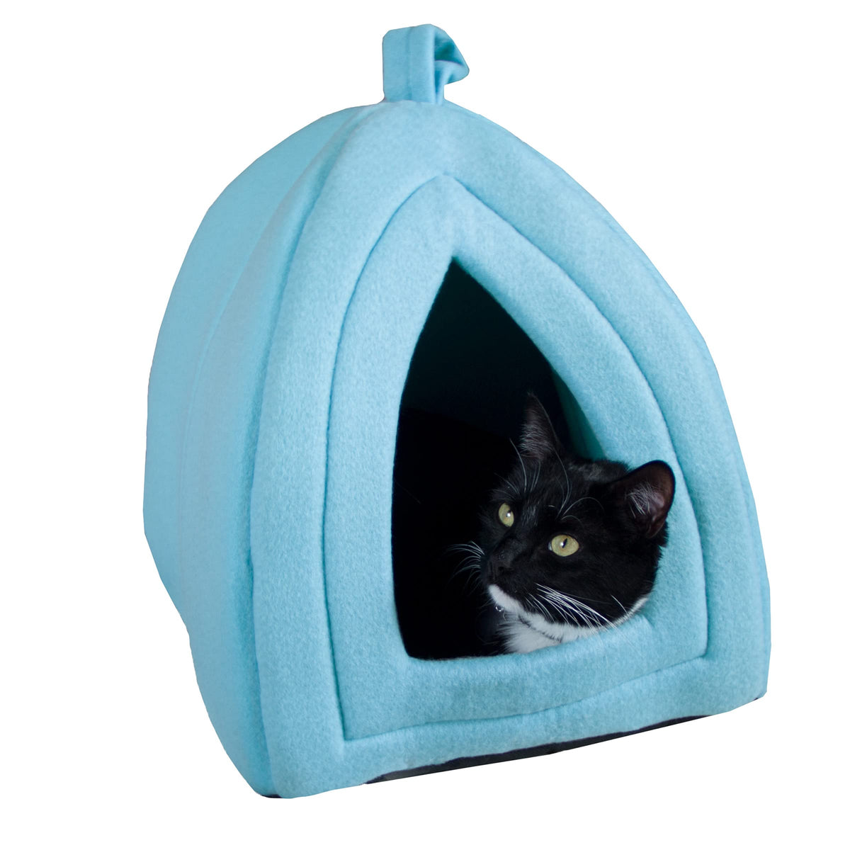 PETMAKER cama-cueva para gato interior azul ofrece refugio cálido para siestas.
