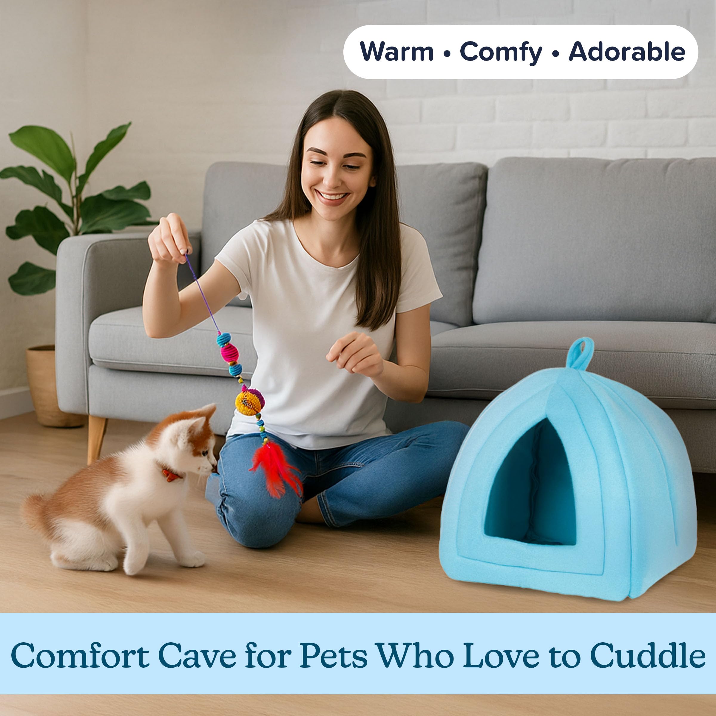 PETMAKER cobertura de privacidad para mascotas crea un rincón acogedor para gatos pequeños.