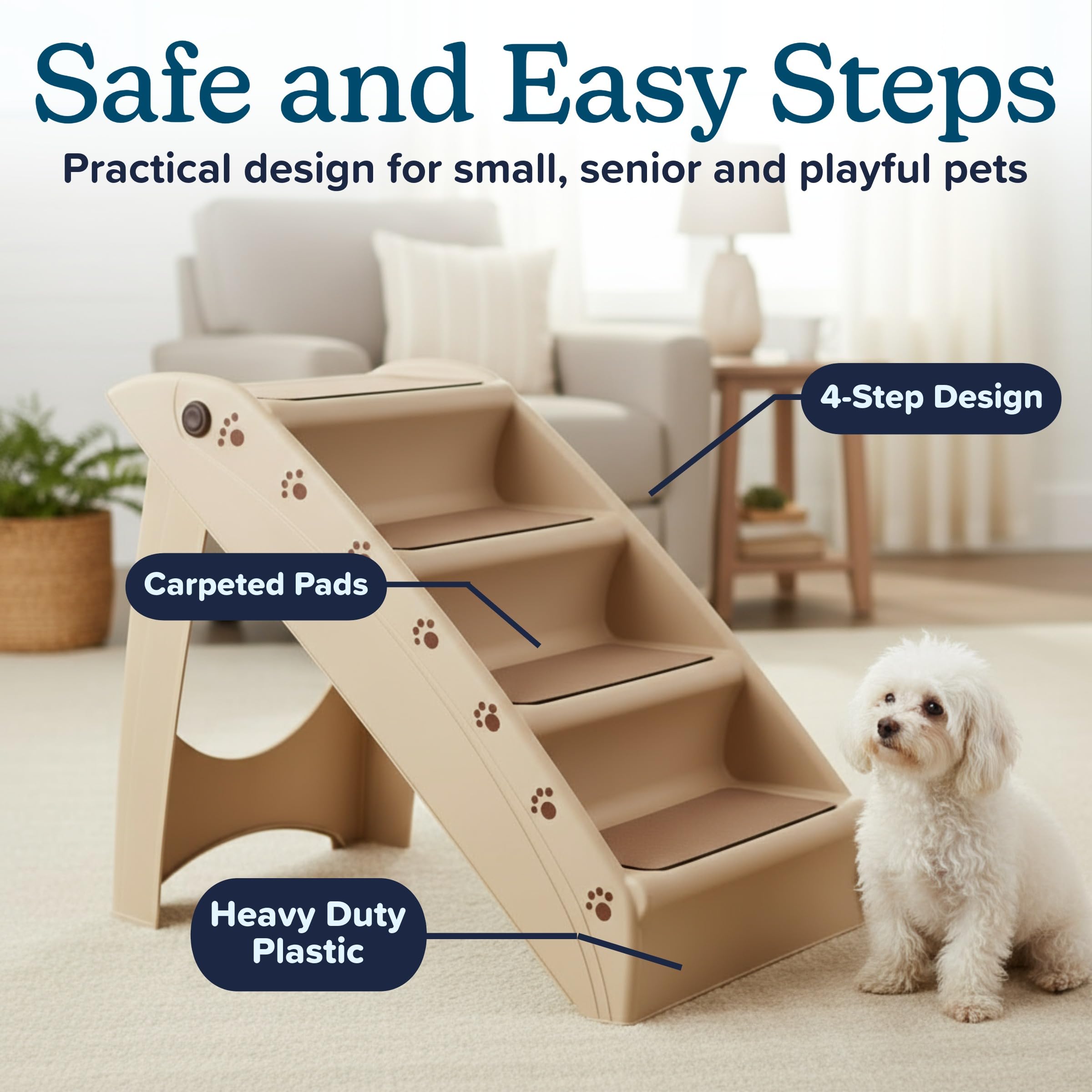 PETMAKER limpieza rápida: escaleras para mascotas, superficie fácil de limpiar.