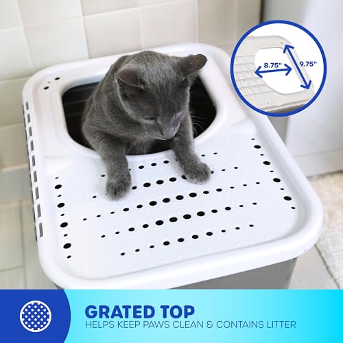 Petmate caja de arena con entrada superior amplia facilita el acceso incluso a gatos grandes.