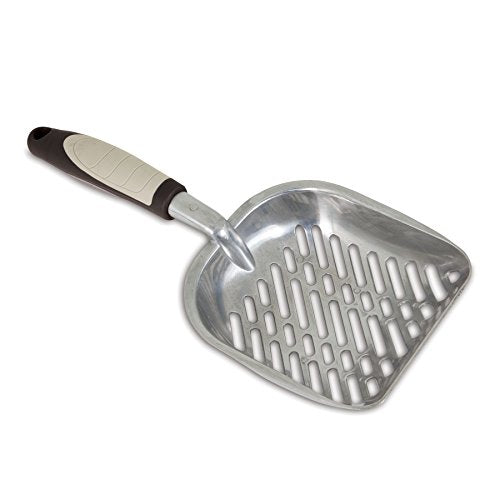 Petmate cuchara de metal duradera con acabado antiadherente para limpieza suave.