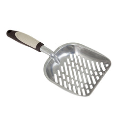 Petmate cuchara para arena gatos, diseño curvo que facilita cobertura durante la limpieza.