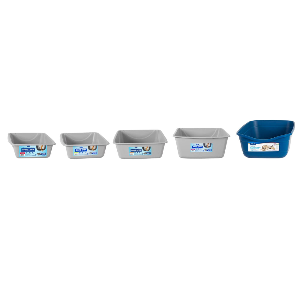 Petmate Bandeja azul gris resistente, diseño duradero para uso diario.