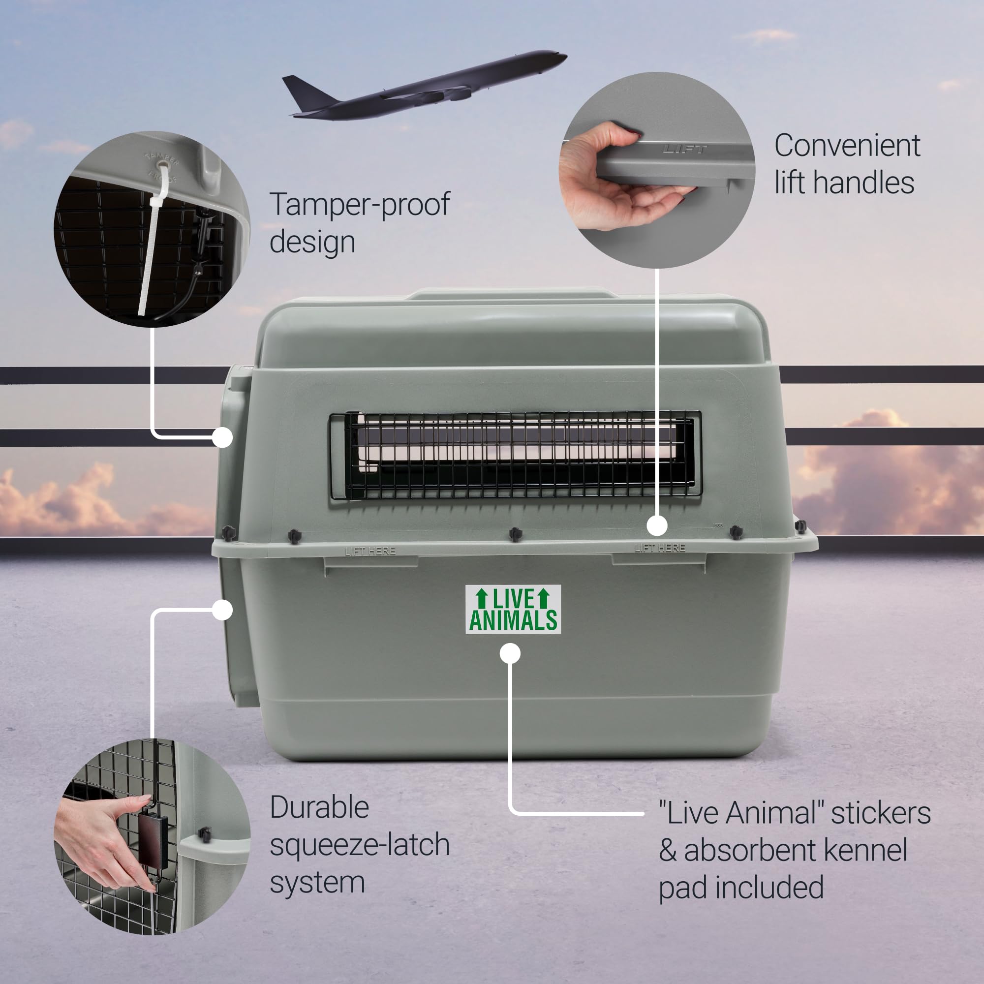 Petmate Sky Kennel dimensiones interiores para mayor comodidad