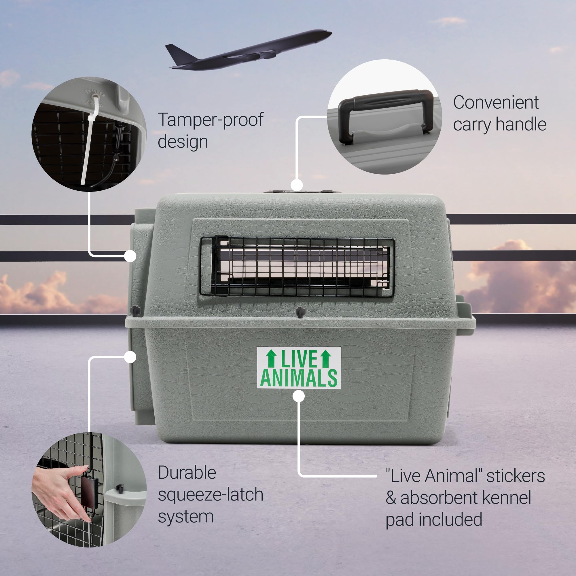 Petmate Sky Kennel interior amplio para perros pequeños, permite descansar con comodidad.