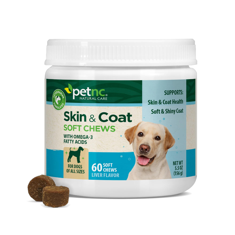 PetNC botella de suplemento para piel y pelaje de perros, apoya piel saludable