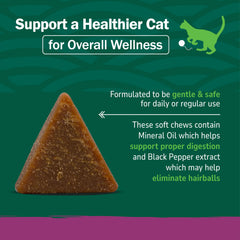 PetNC Hairball Soft Chews, aceite mineral para apoyo natural de bolas de pelo.