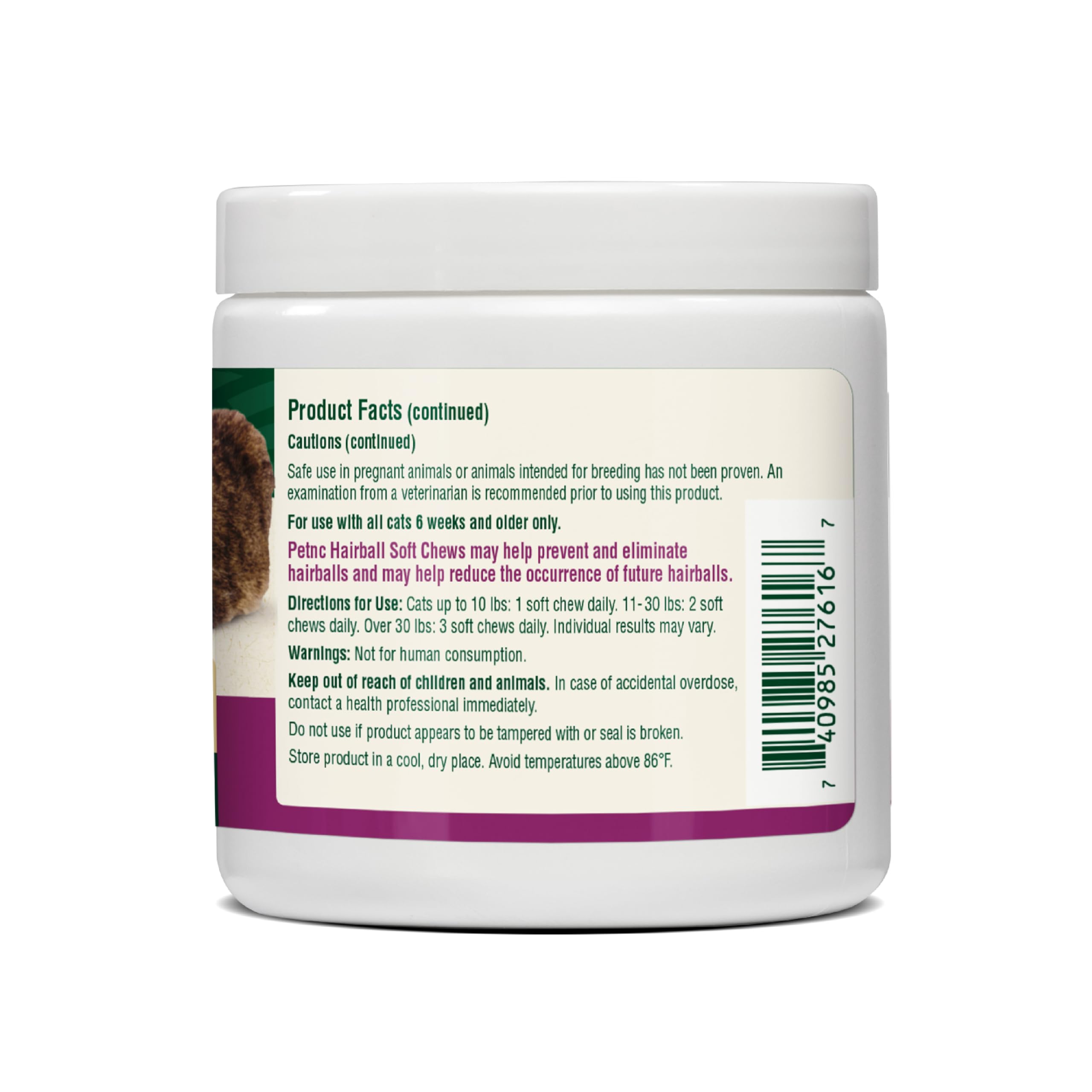 PetNC Hairball Soft Chews, fabricación en Estados Unidos con control de calidad.
