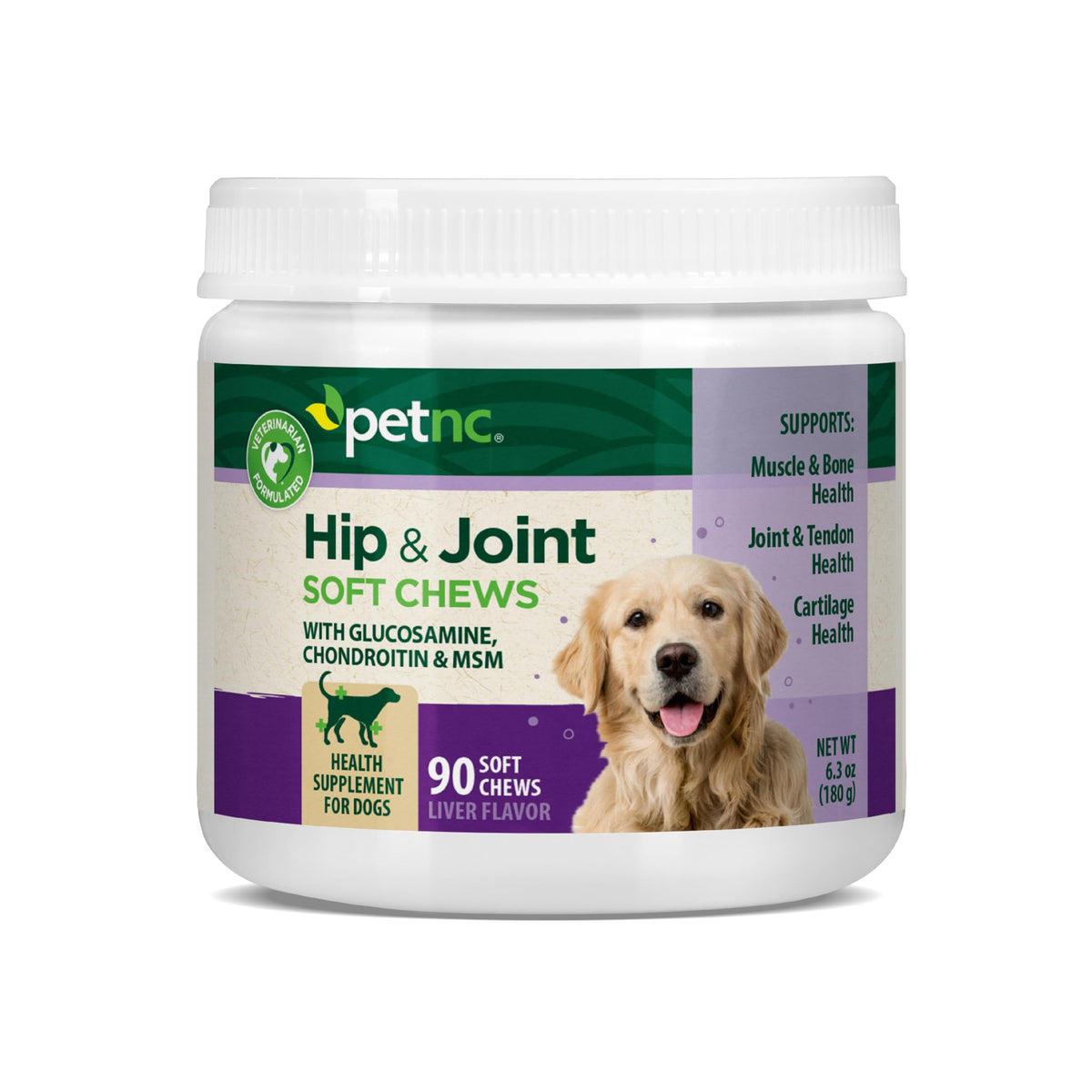PetNC Hip & Joint Soft Chews, sabor hígado, premio sabroso para movilidad diaria