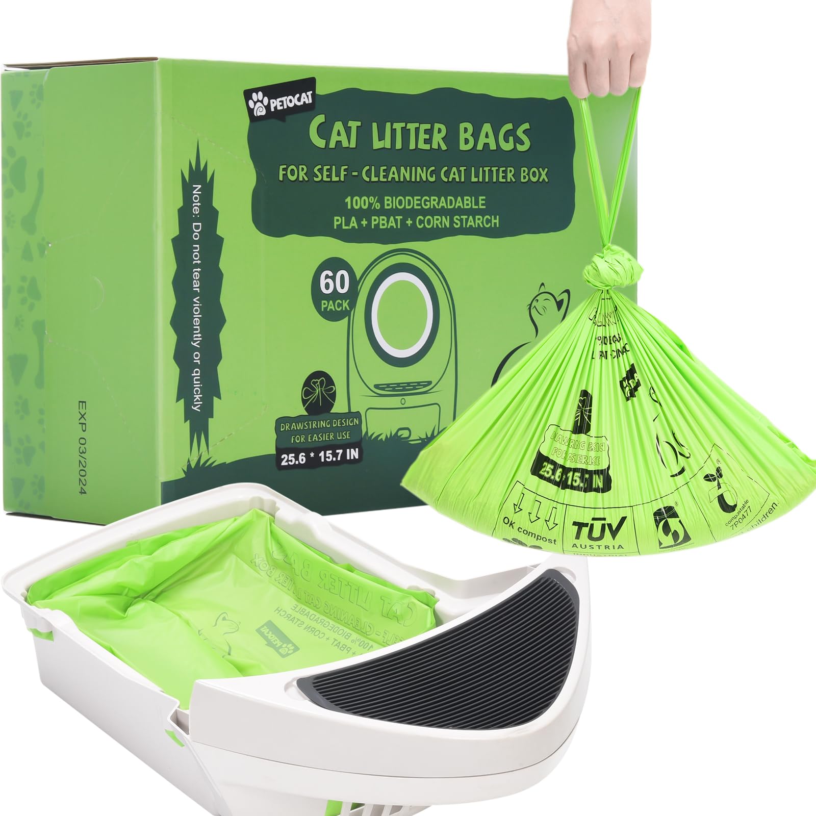 PETOCAT liner biodegradables compatibles LR3-4, ideal para compostaje y uso práctico.