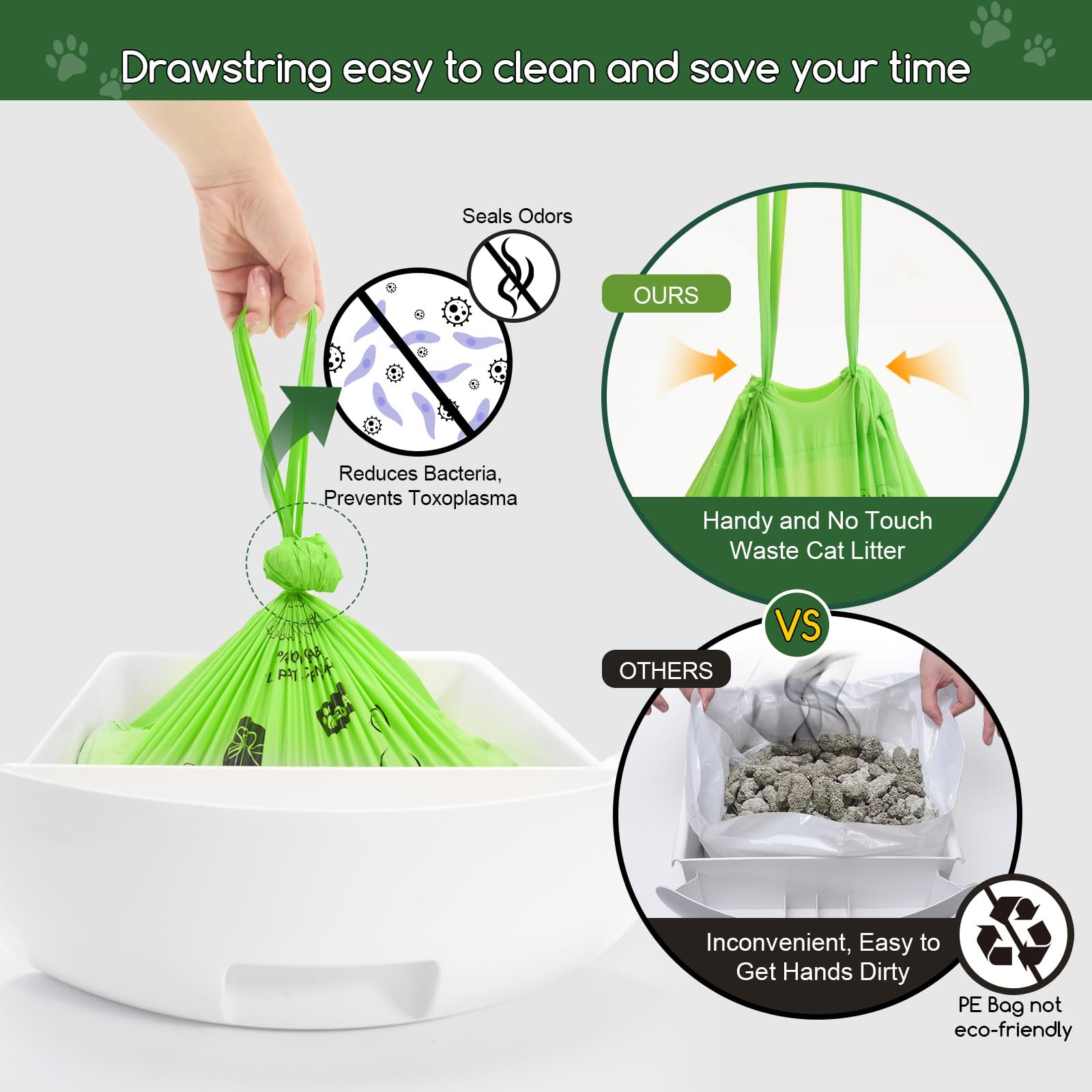 PETOCAT liner resistente: soporta hasta 15 libras para residuos de caja de arena.