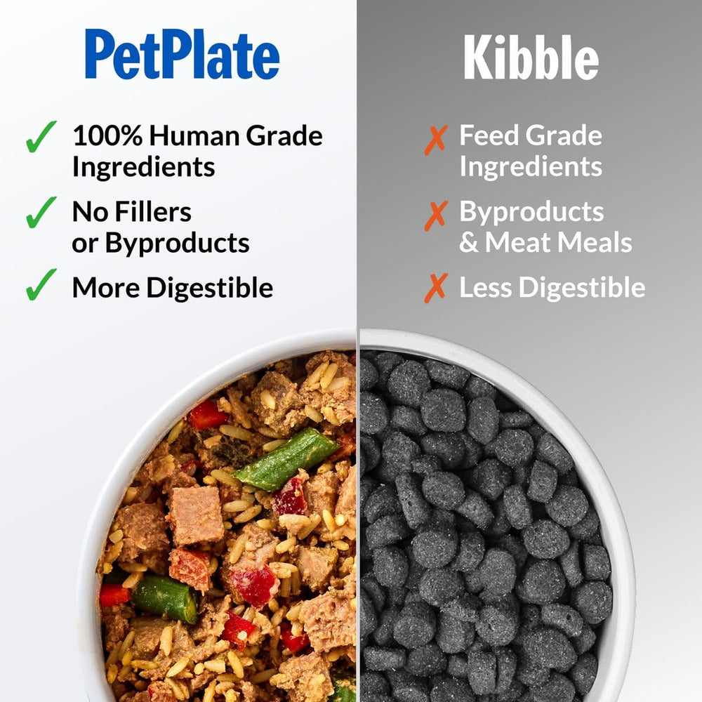 PetPlate servido como comida húmeda completa para todas las razas.