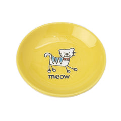 Petrageous Silly Kitty tazón de 5 pulgadas amarillo para comida felina
