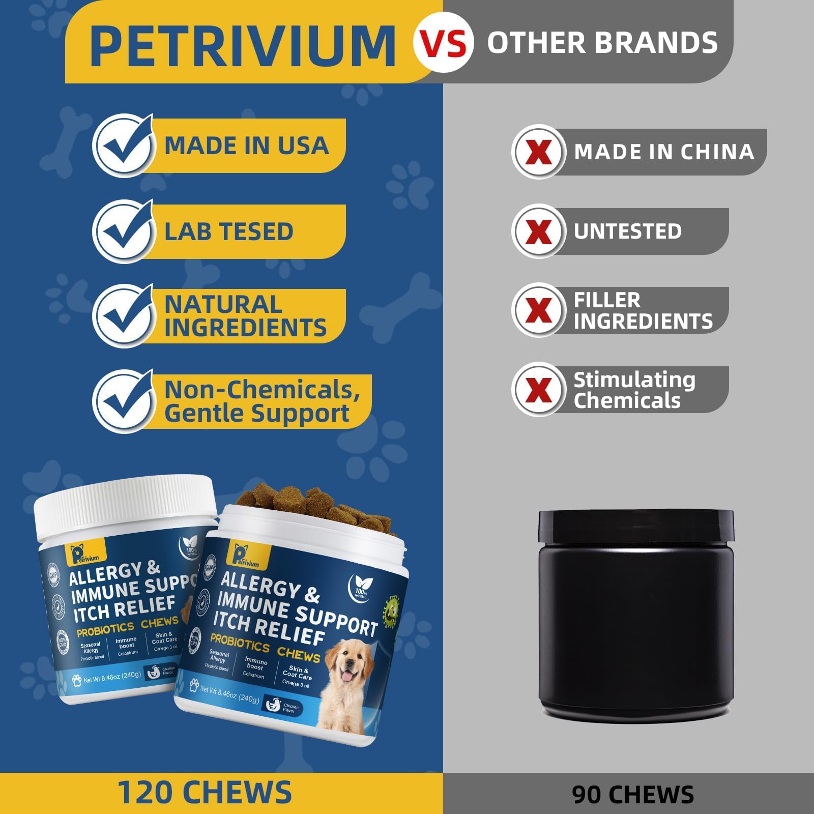 Petrivium Bocados para alergia en perros: apoyo digestivo y patitas sanas.