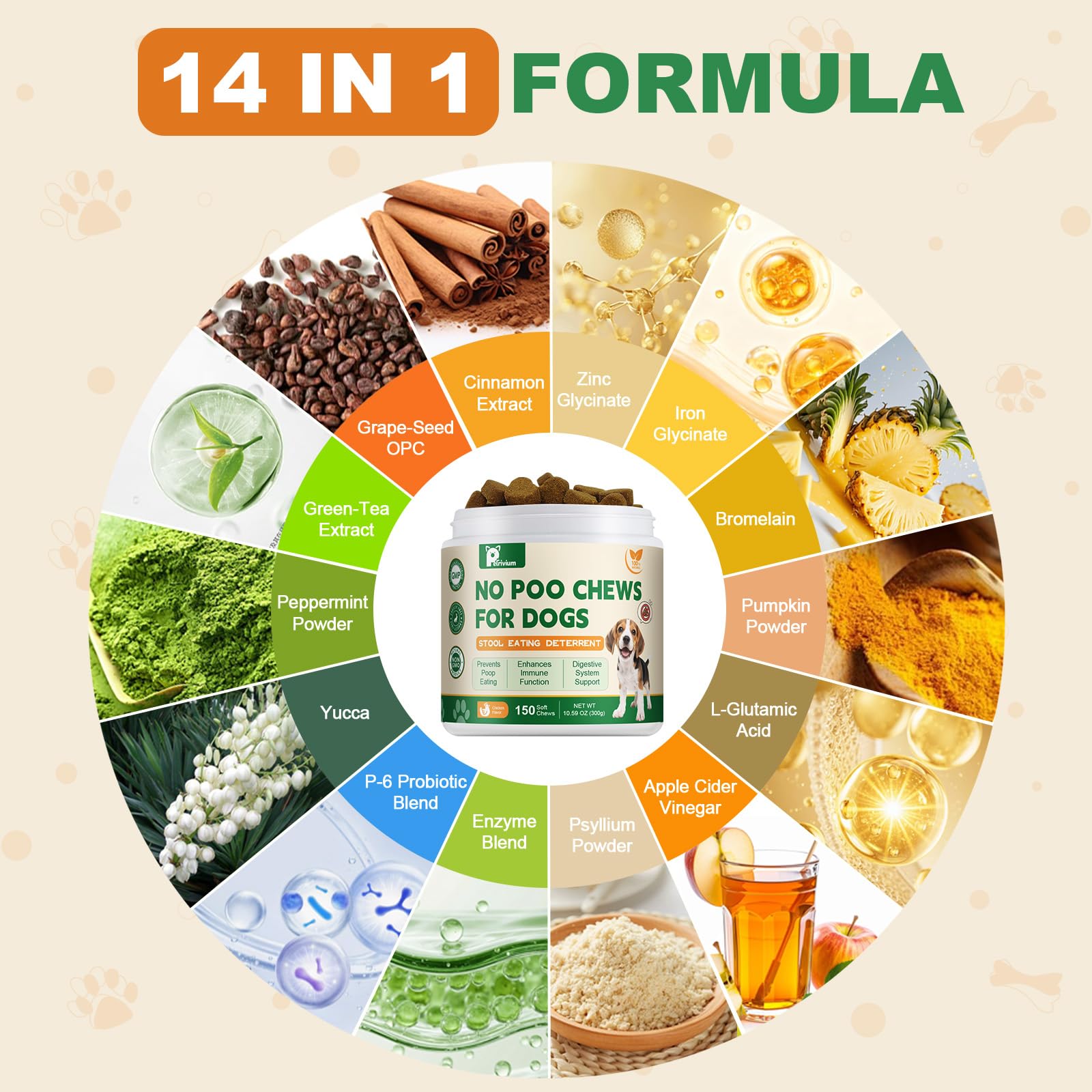 Petrivium No Poo Chews sabor pollo, masticables para perros exigentes.