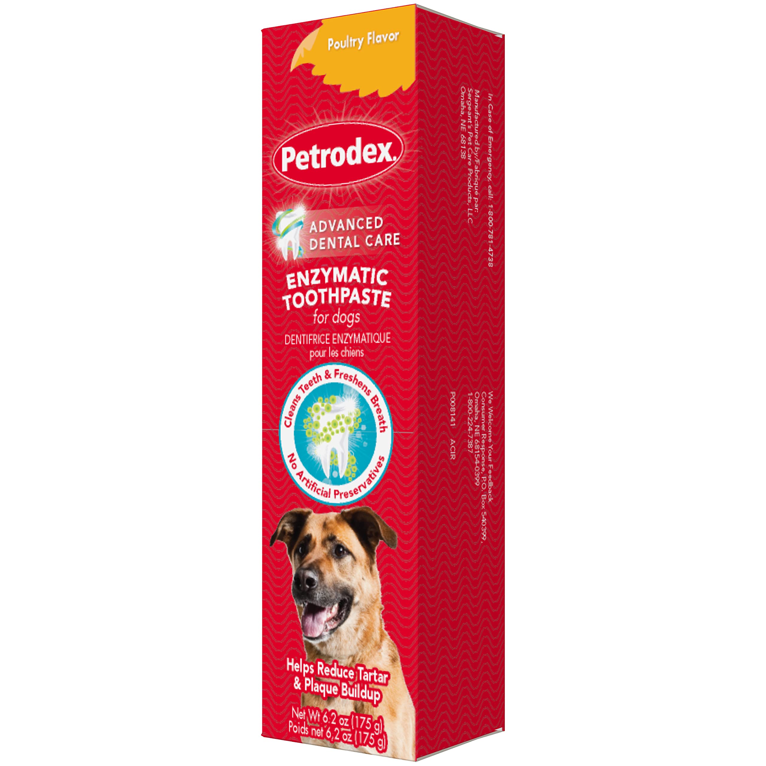 Pasta dental Petrodex para perros con sabor a pollo, ayuda a limpiar dientes.
