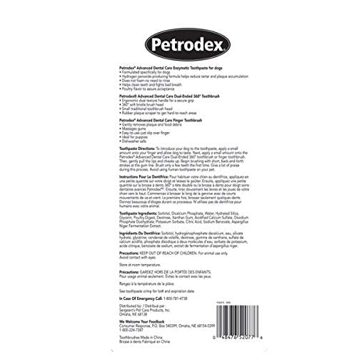 Pâte dentaire Petrodex saveur poulet, action enzymatique sans rinçage.