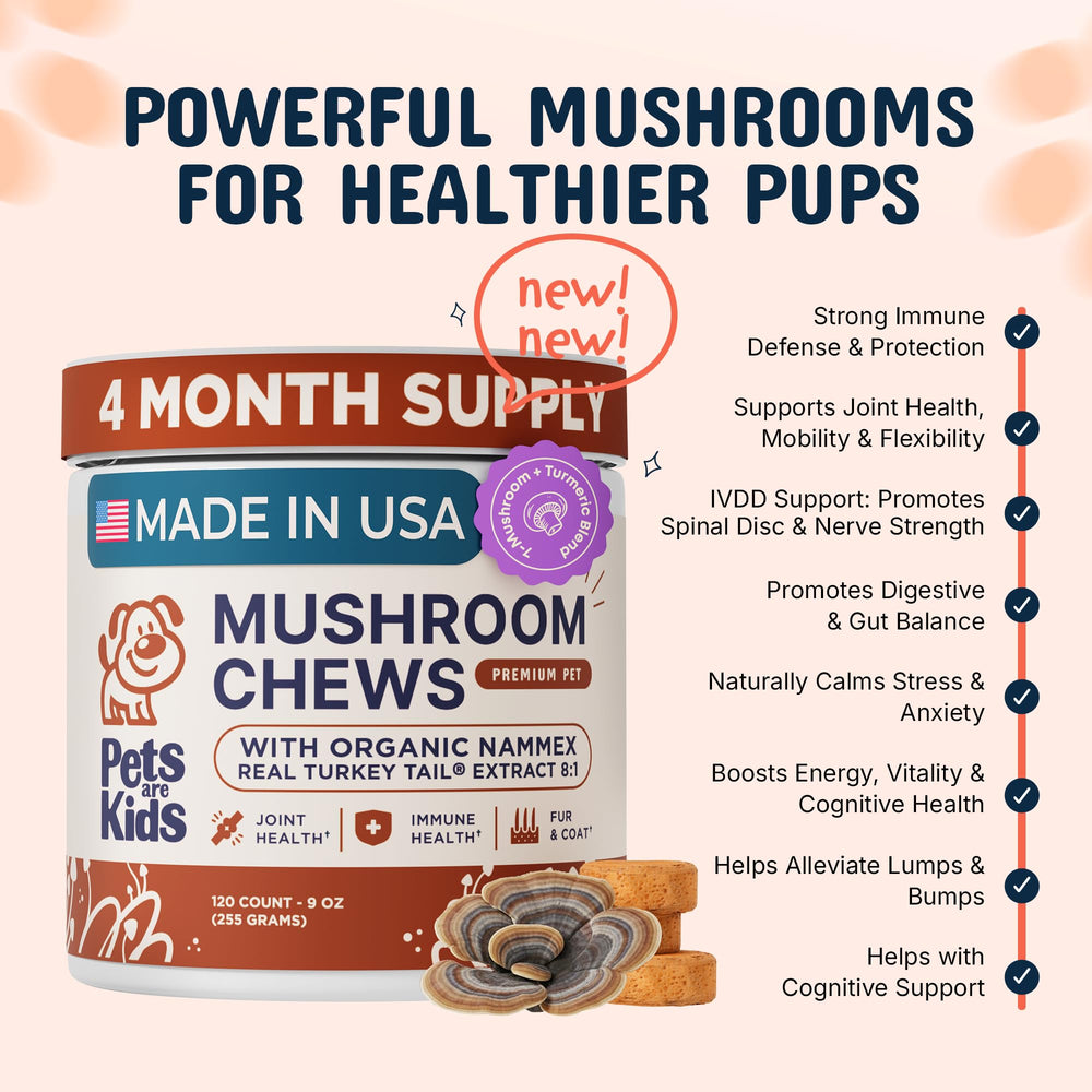 Gominolas de Pets Are Kids Too con hongo reishi para movilidad suave.