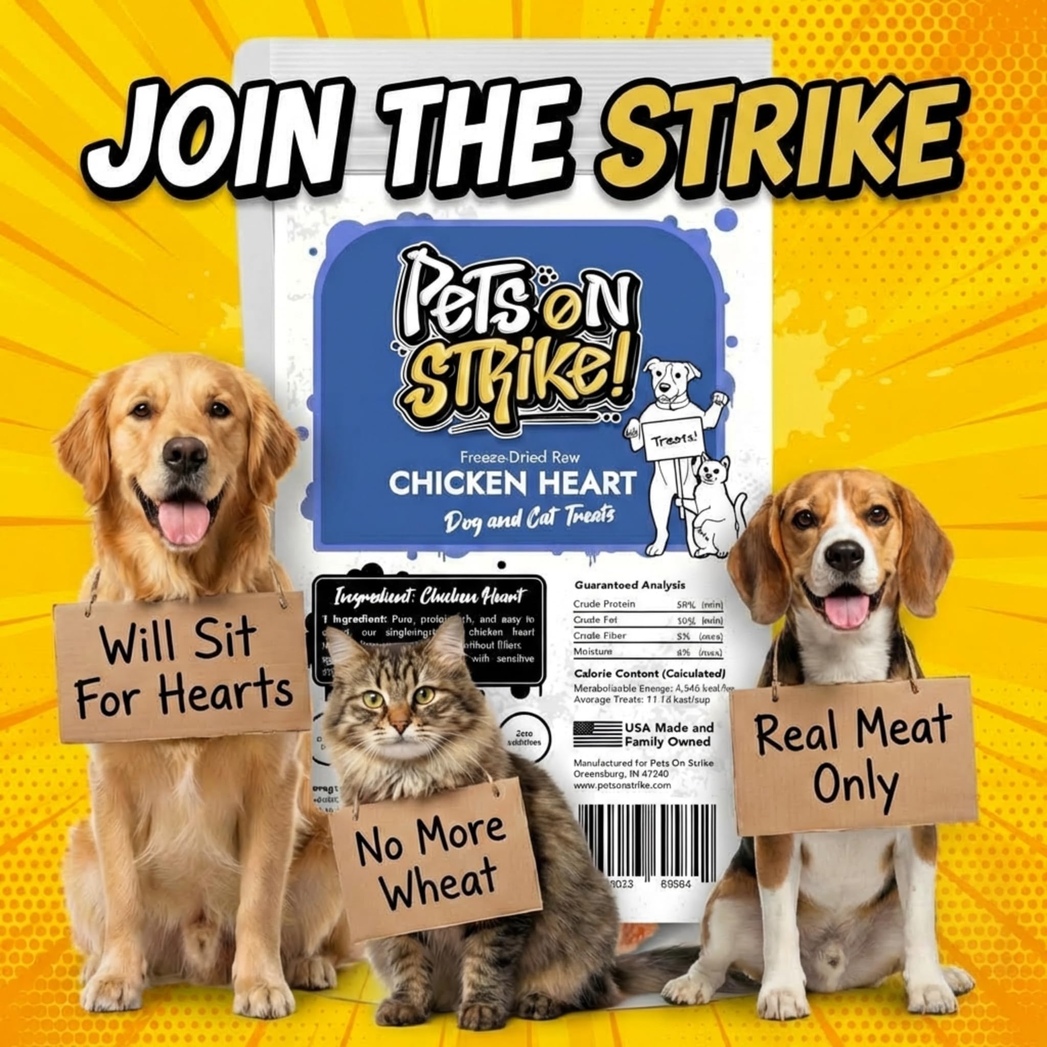 PETS ON STRIKE alta proteína con taurina y vitaminas para energía sostenida.