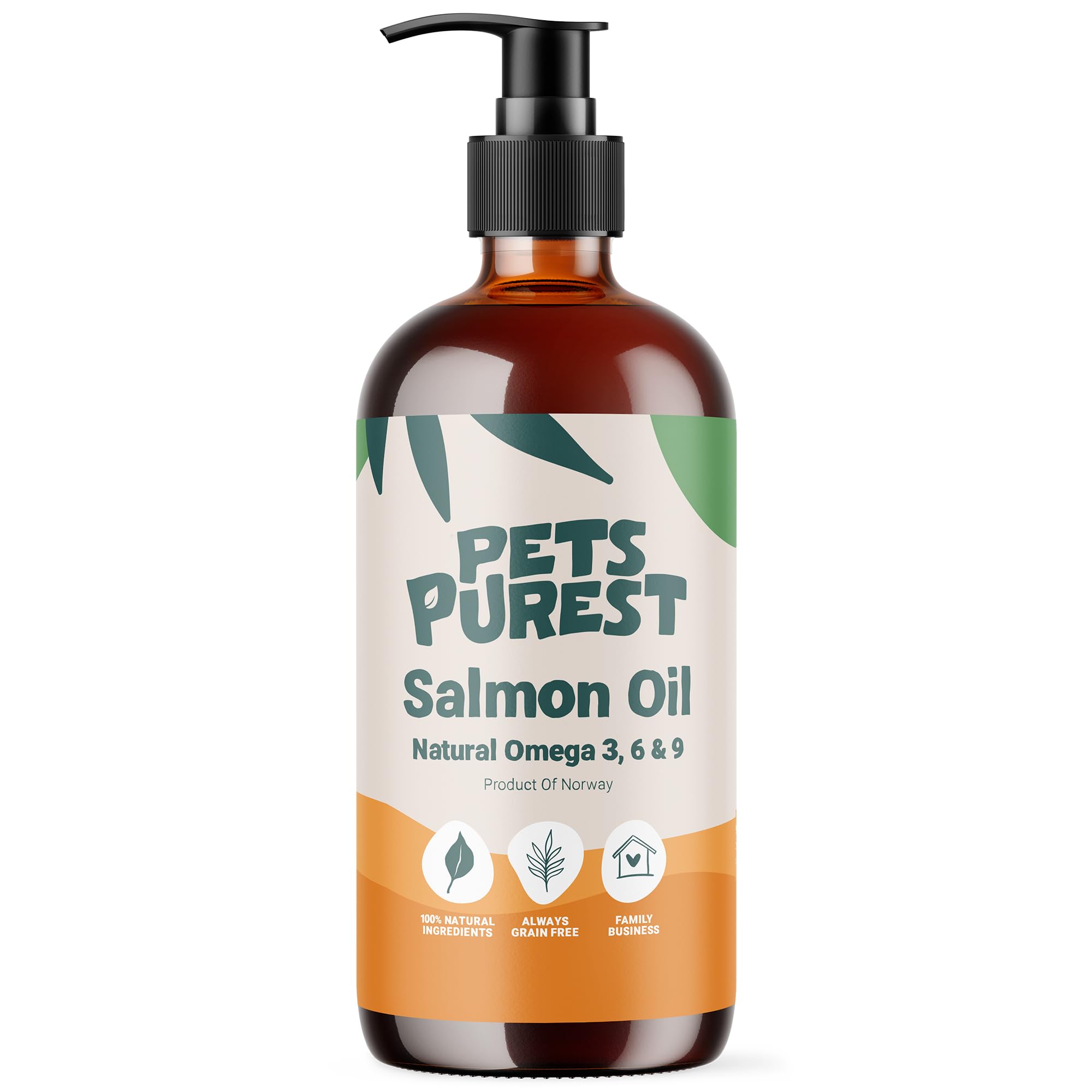 Pets Purest Aceite de Salmón en botella, puro y natural para pelaje brillante.