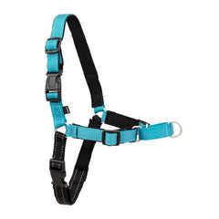 PetSafe arnés deluxe visto de frente para detener tirones con enganche frontal.