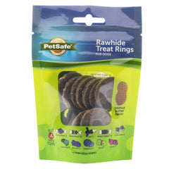 PetSafe Busy Buddy: anillo de rawhide sabor maní para entrenamiento y entretenimiento.