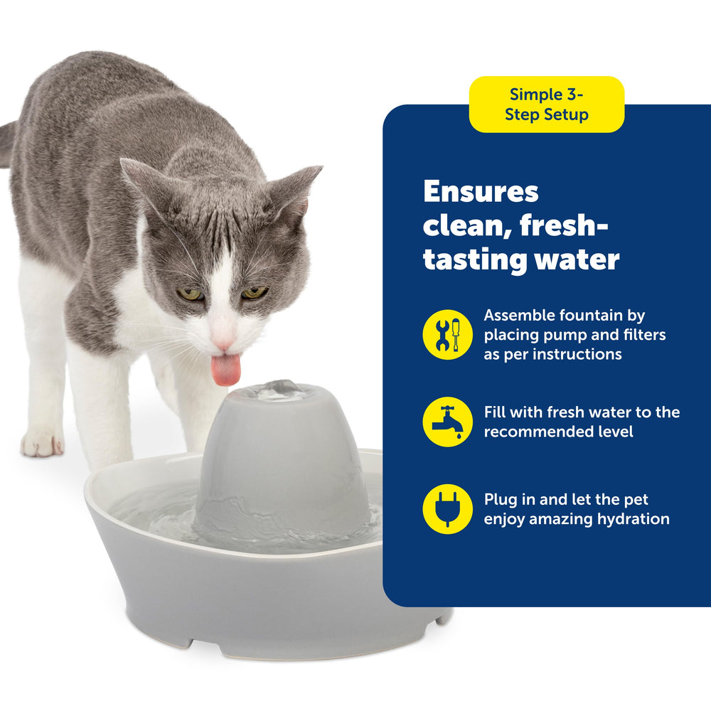 PetSafe Fuente Cerámica apta para lavavajillas en la rejilla superior, limpieza rápida.