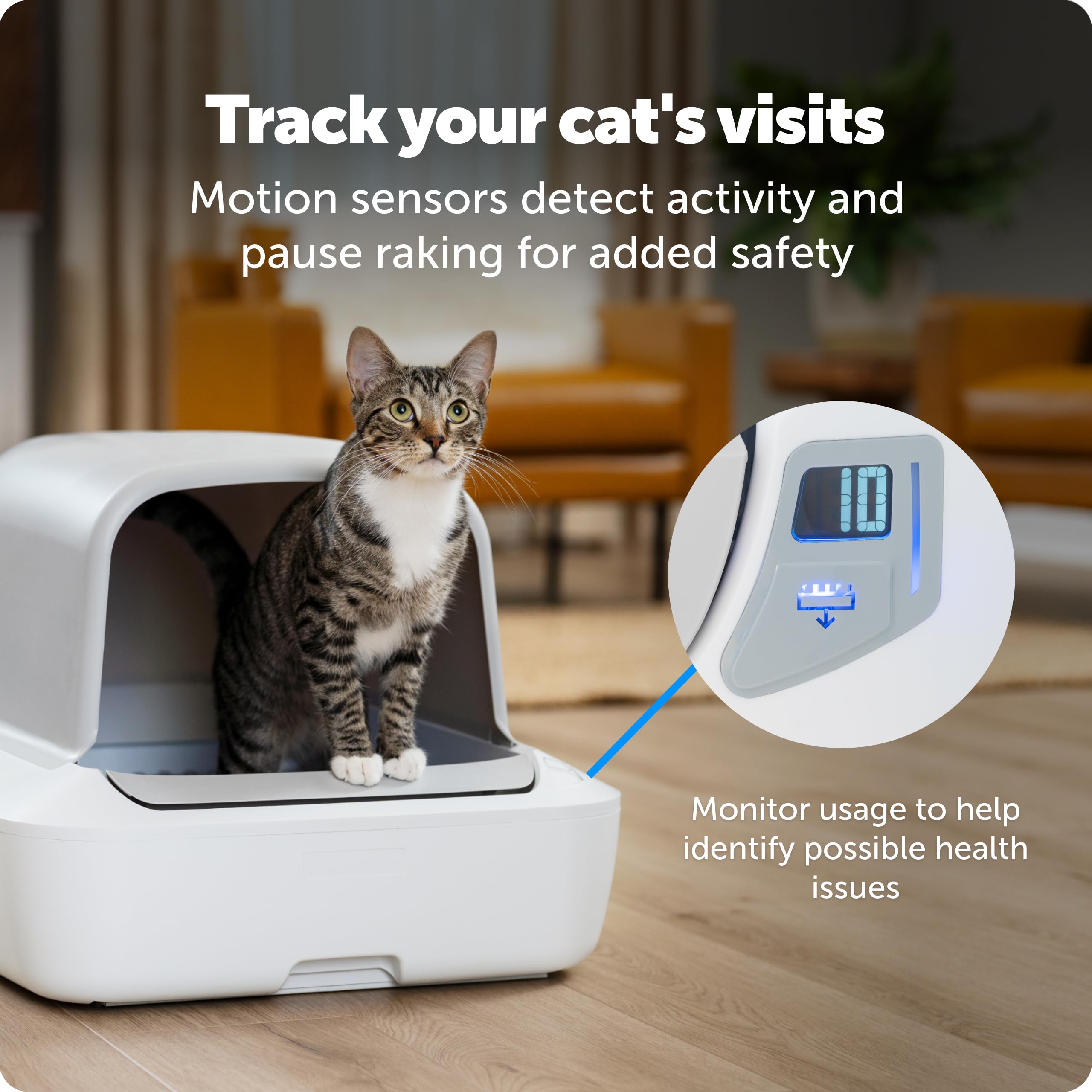 PetSafe Crystal Pro: luz indicadora que señala cuándo cambiar la bandeja.